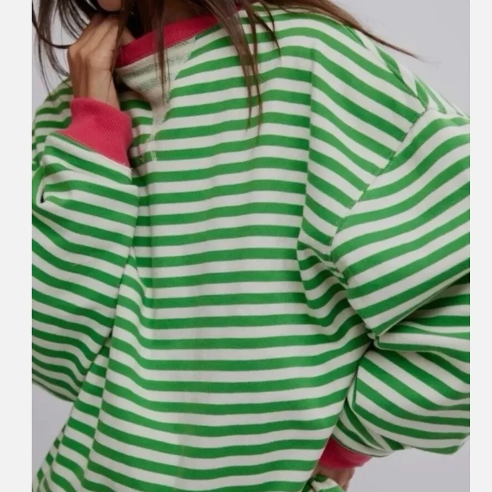 NWT Free People We The Free Classic Striped Oversized Crewneck - Picture 4 of 12
